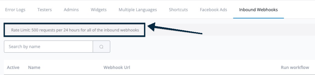 Límite de peticiones del webhook entrante
