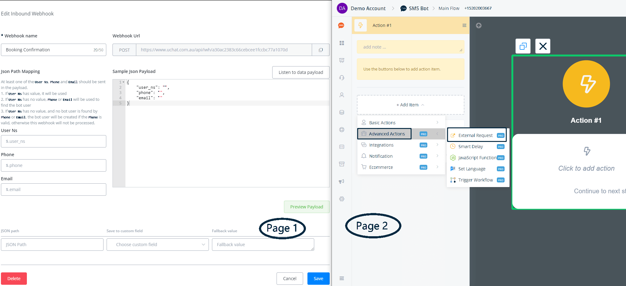 Edición del webhook y solicitud externa en paralelo