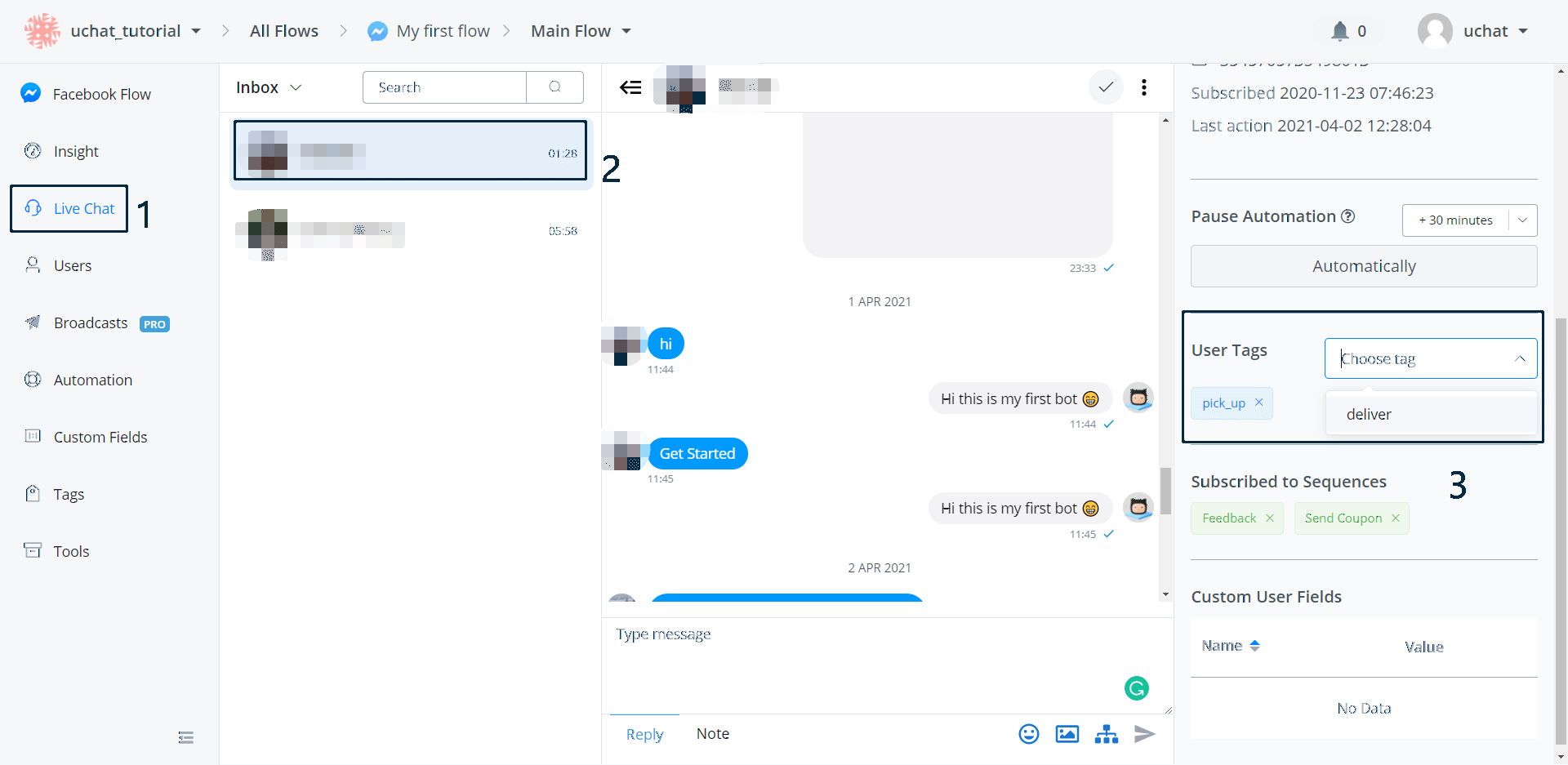 Gestión de etiquetas de un usuario en el Chat en vivo