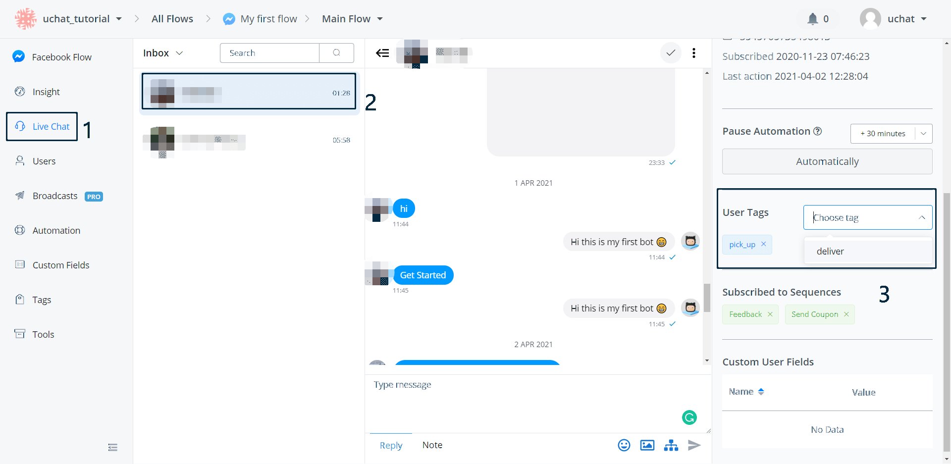 Gestión de etiquetas de un usuario en el Chat en vivo