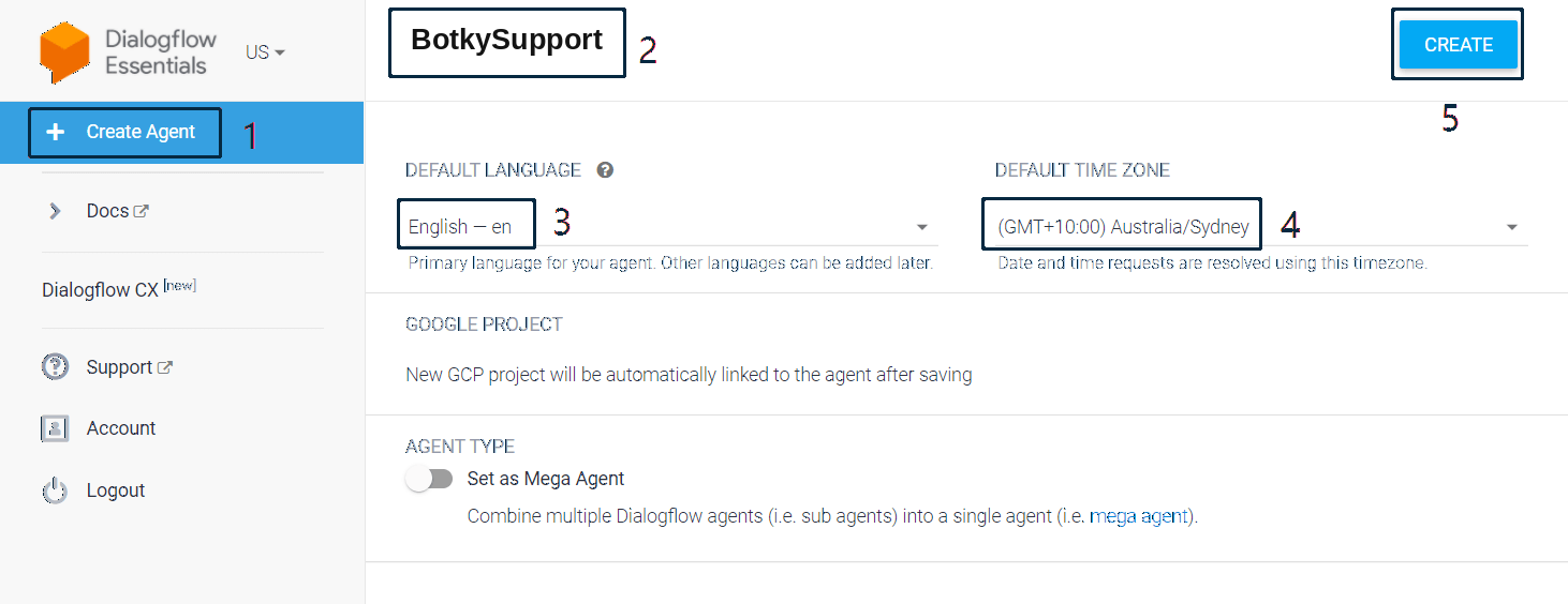 Autorización de acceso a la cuenta de Dialogflow