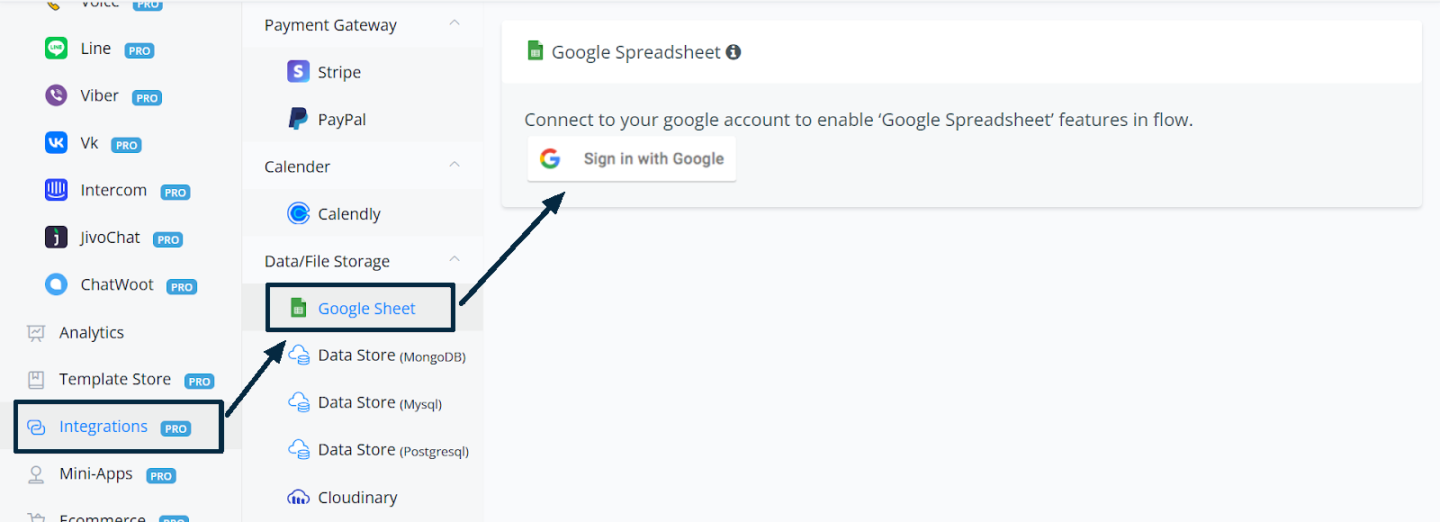 Inicio de sesión con Google para conectar Google Sheets