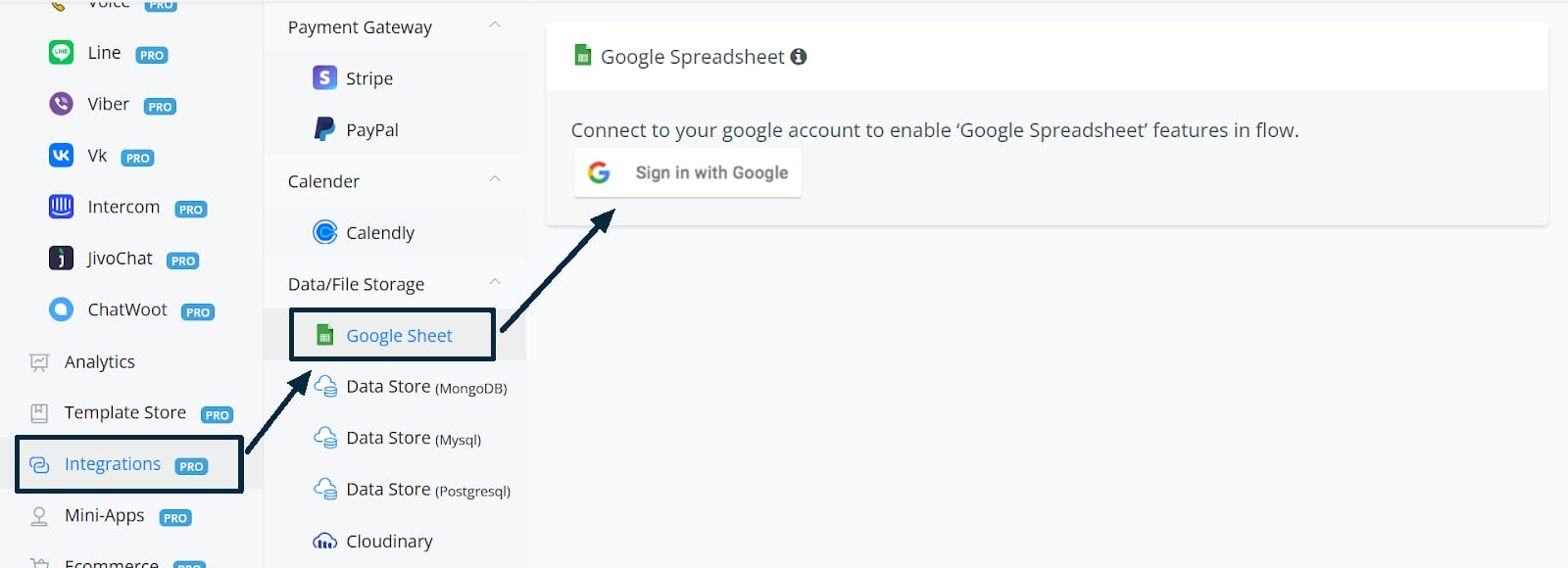 Inicio de sesión con Google para conectar Google Sheets