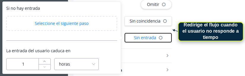 Configuración de tiempo de expiración en 'Sin respuesta'