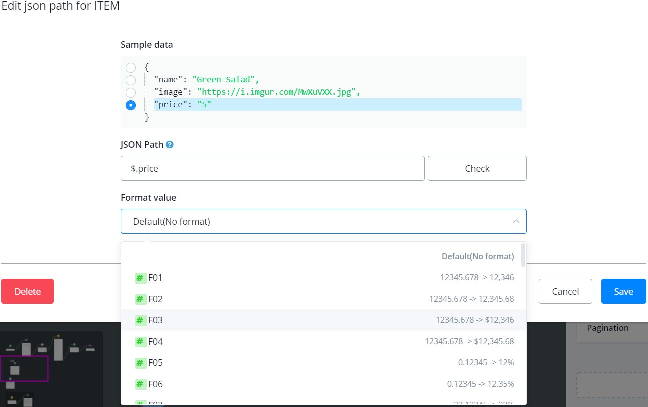 Configuración del bucle 'Para cada uno' seleccionando la variable JSON e ITEM
