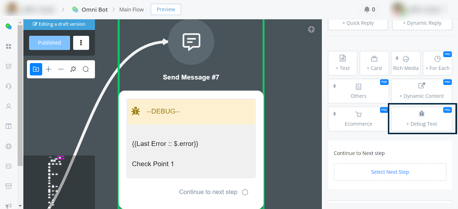 Agregar un tester y enviar un texto de depuración