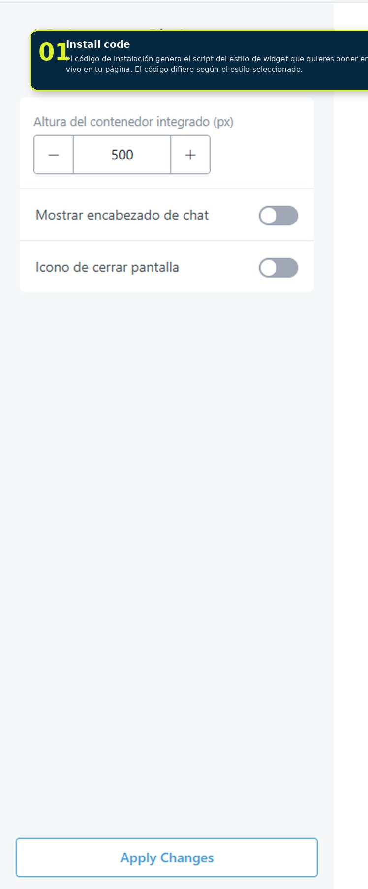 Código de instalación del widget
