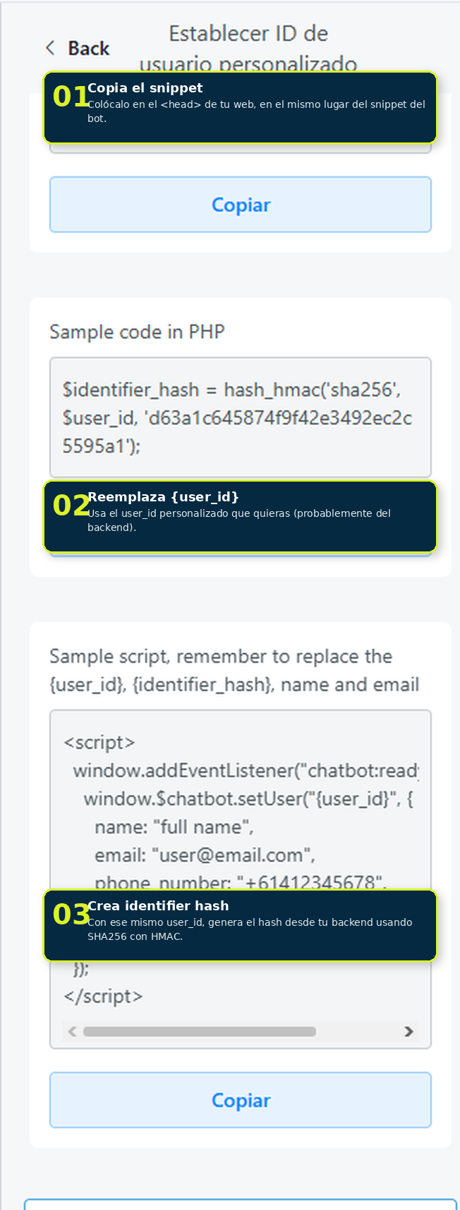 Snippet de Custom User ID en el sitio