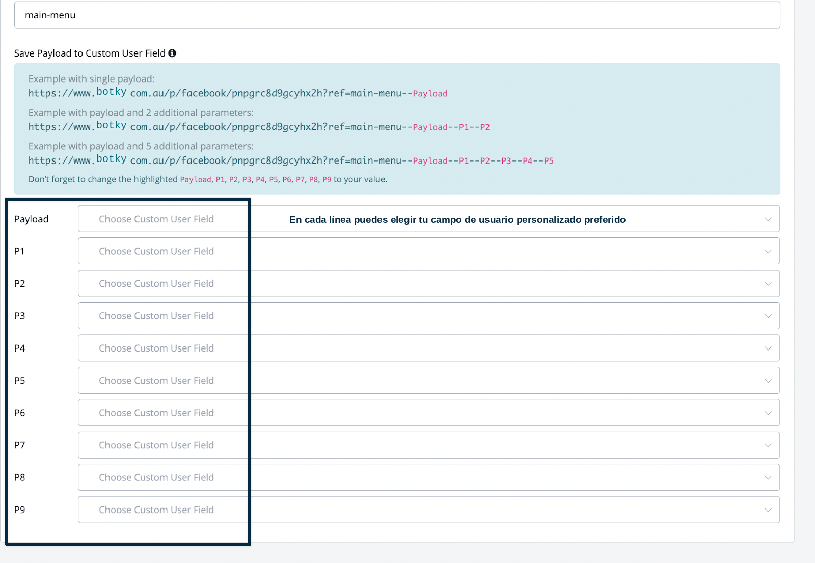 Agregar payloads al ref URL