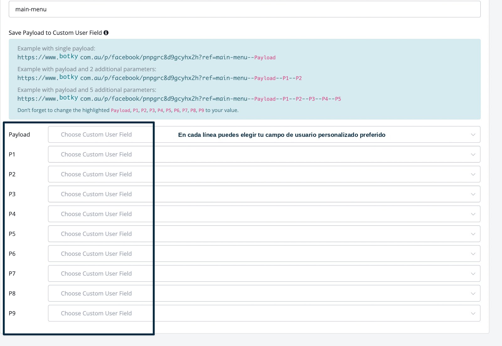 Agregar payloads al ref URL