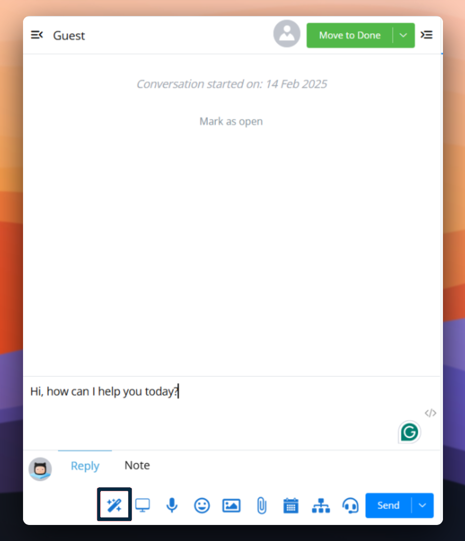 Uso de un AI Prompt sobre un mensaje en el Chat en vivo