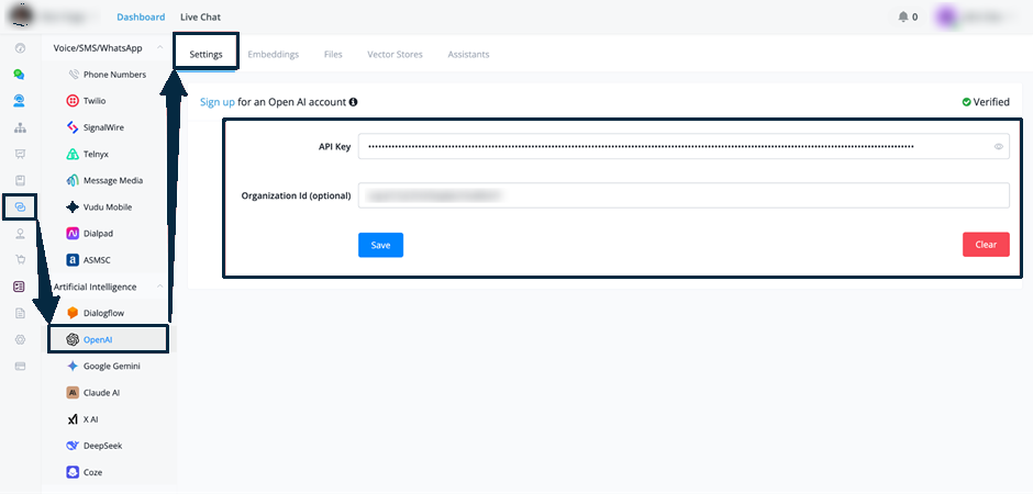 Conexión de la API Key de OpenAI