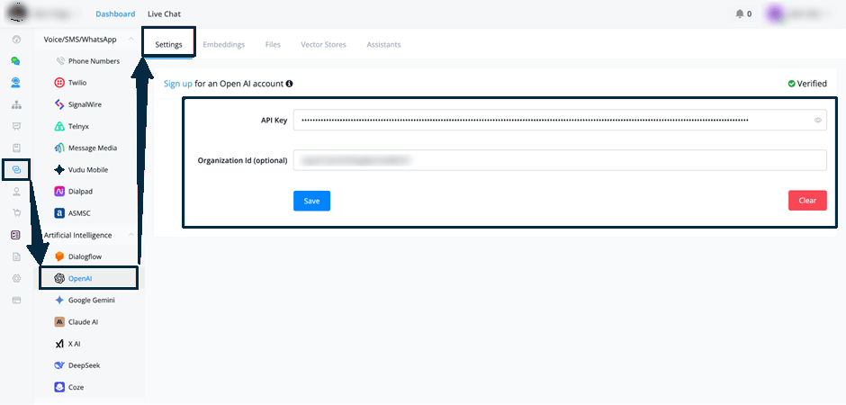 Conexión de la API Key de OpenAI