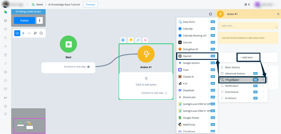 Acción de OpenAI en el Constructor de Flujos