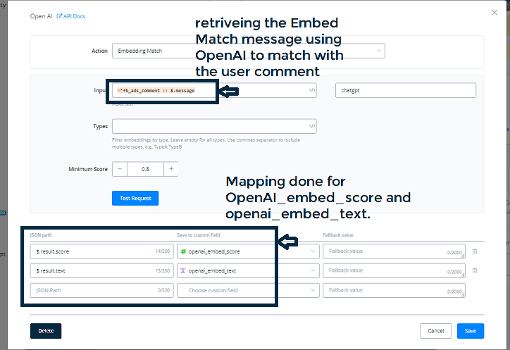 Acción de OpenAI - Embedding Match