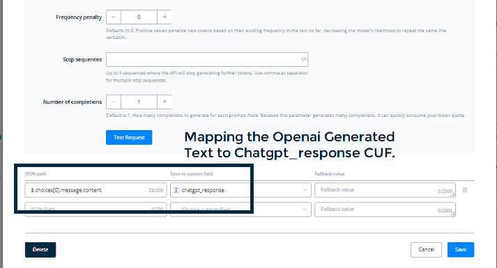 Configuración de Create Chat Completion (rama > 0.8)