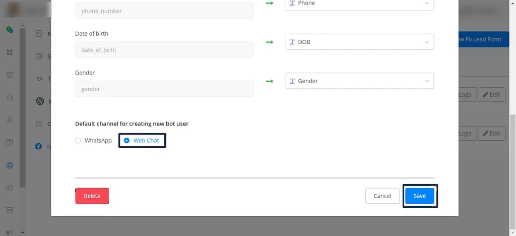 Webchat como canal por defecto para correo
