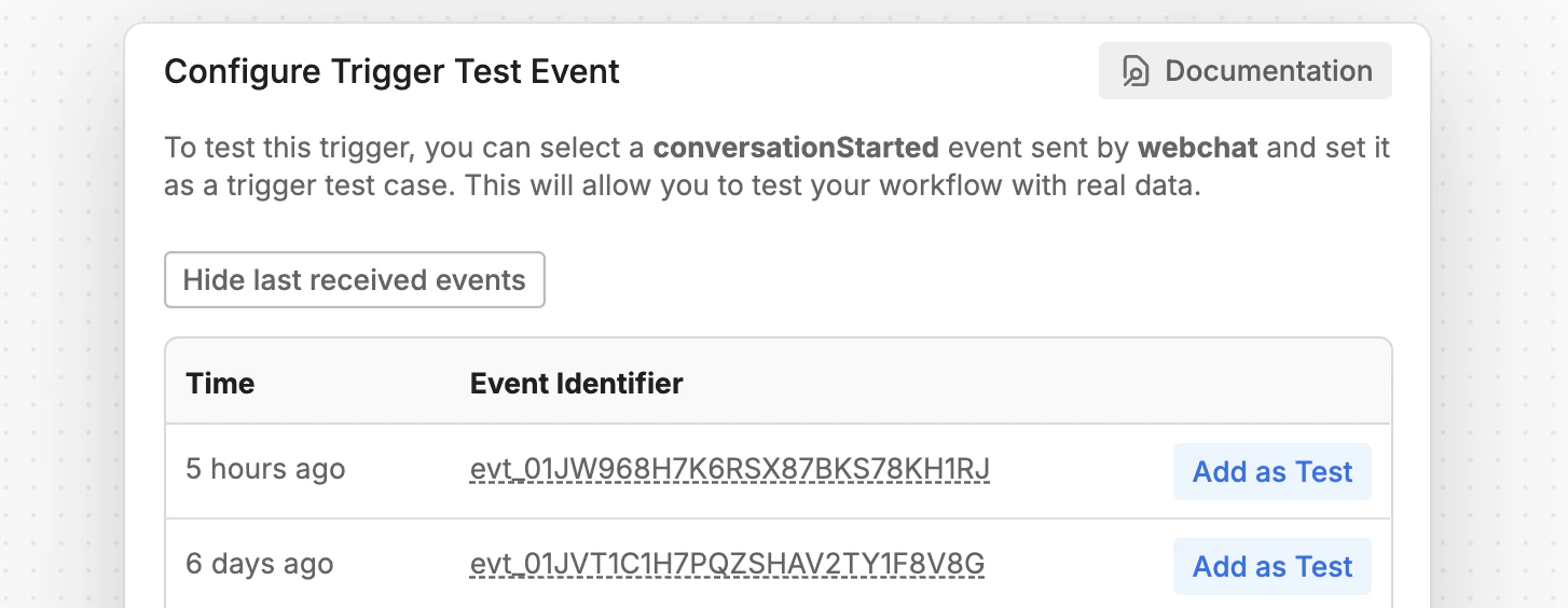 Test events