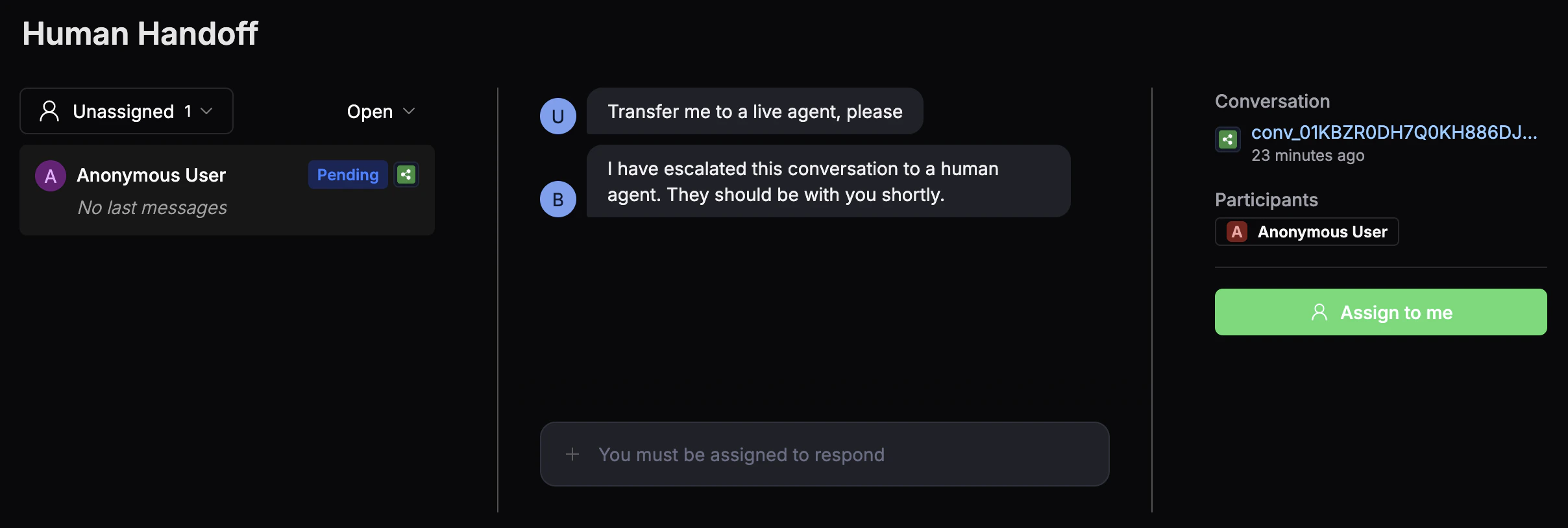 Assign conversation