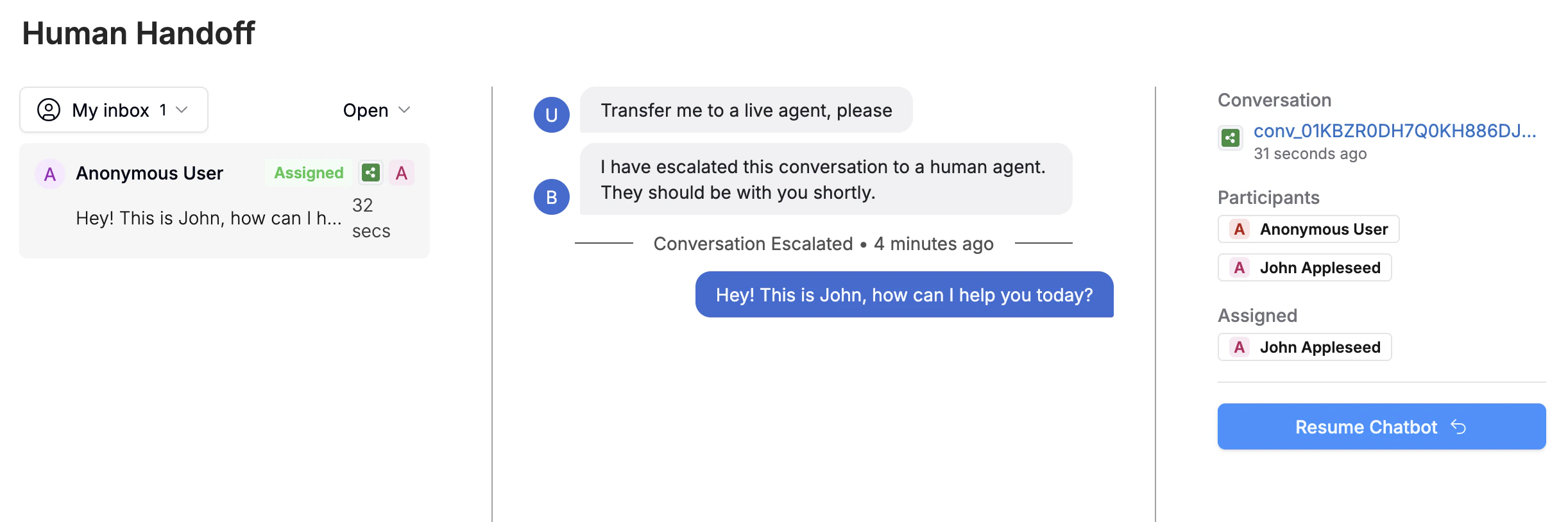 Respond to user