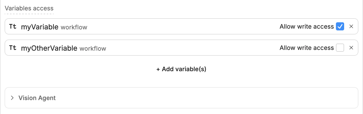 Autonomous Node variable management