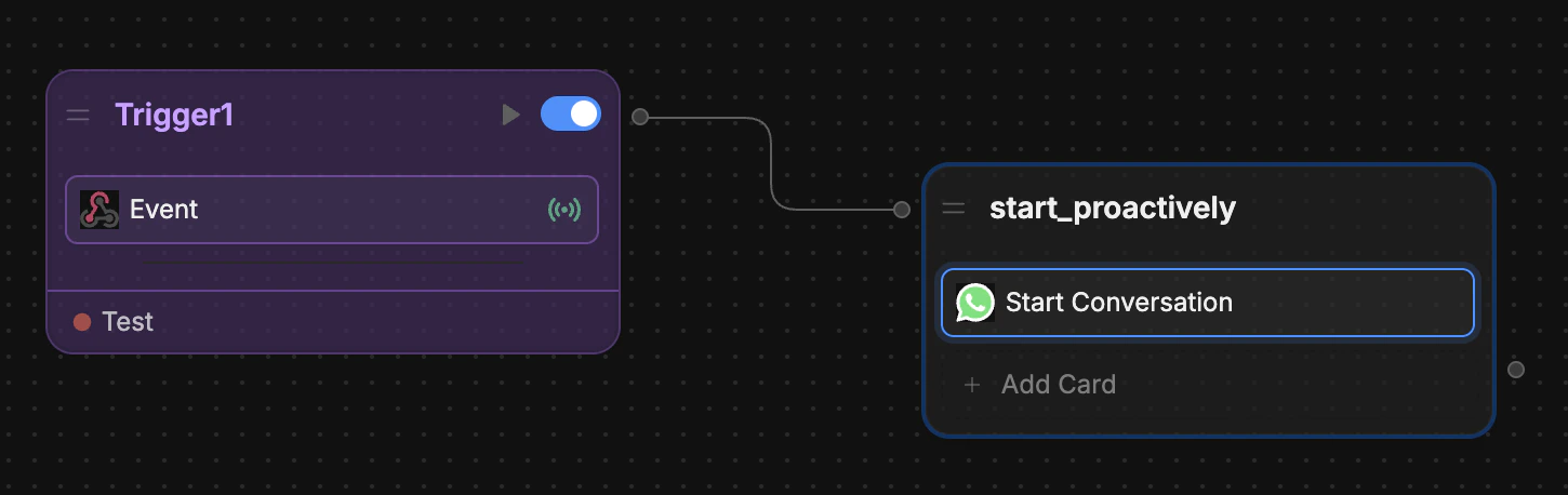 Add Start Conversation Card to node