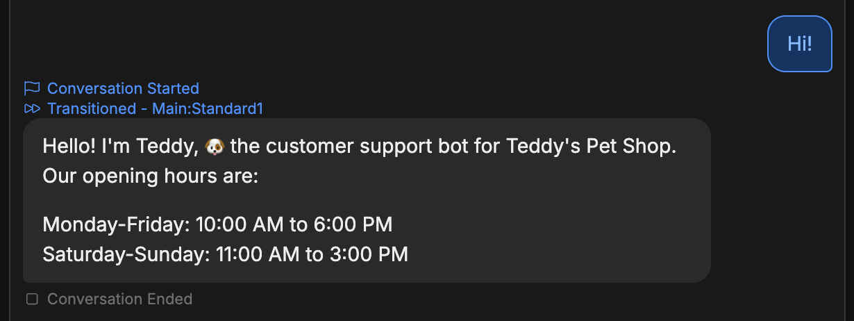 Custom greeting test