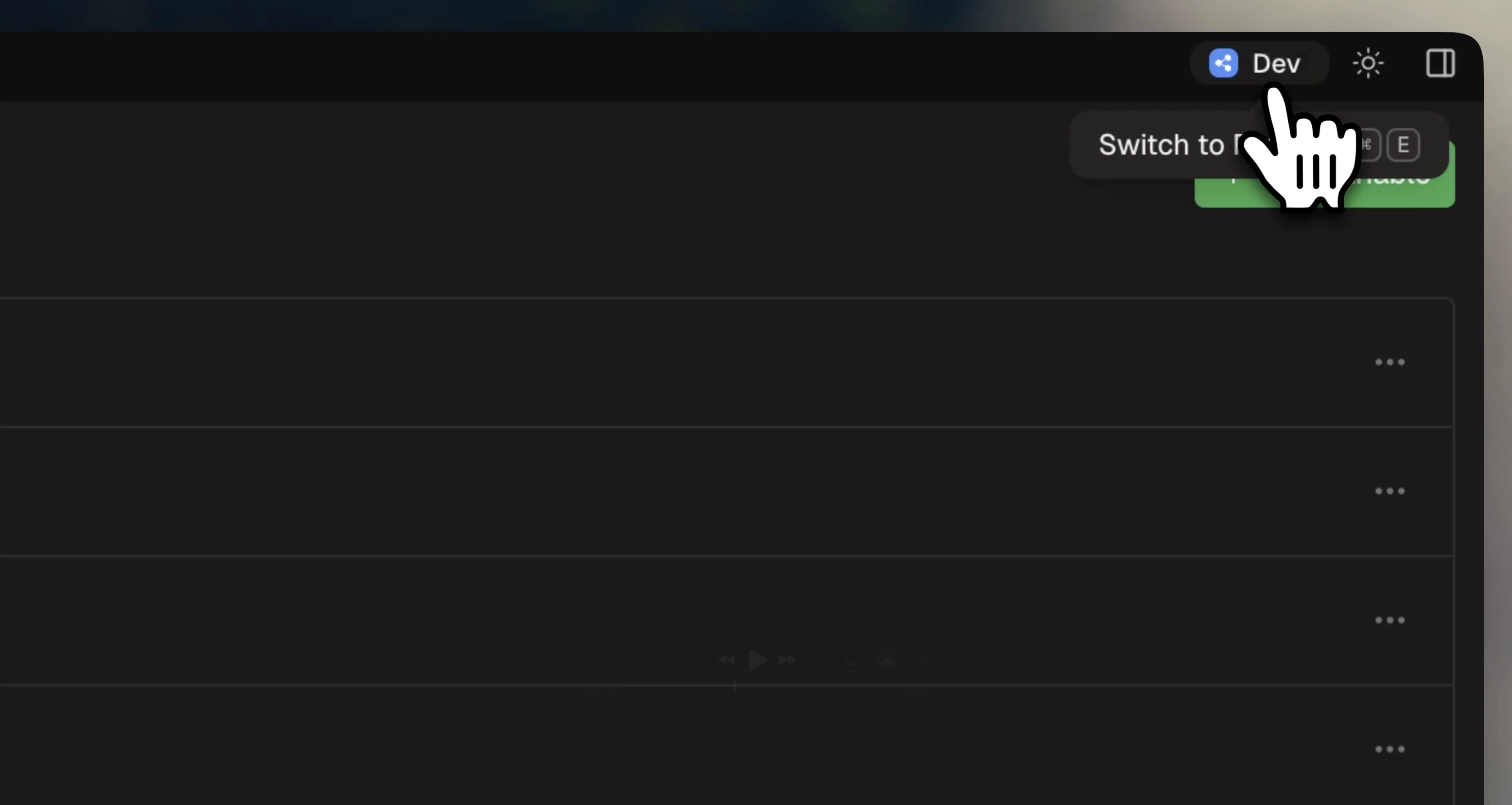 Environment selector in dev console