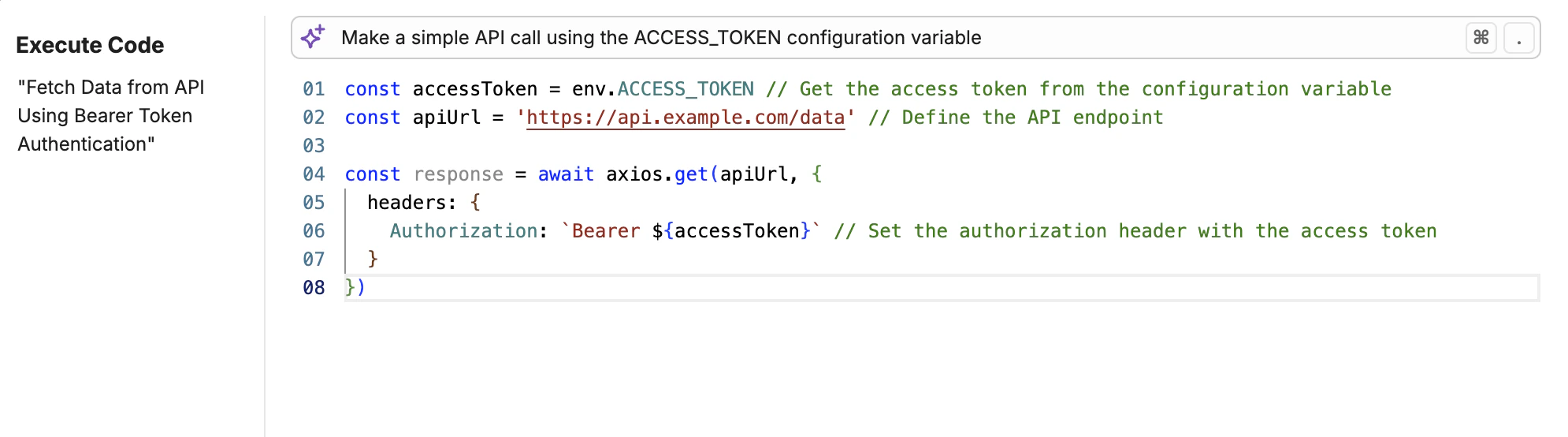 Access configuration variable in an Execute Code Card