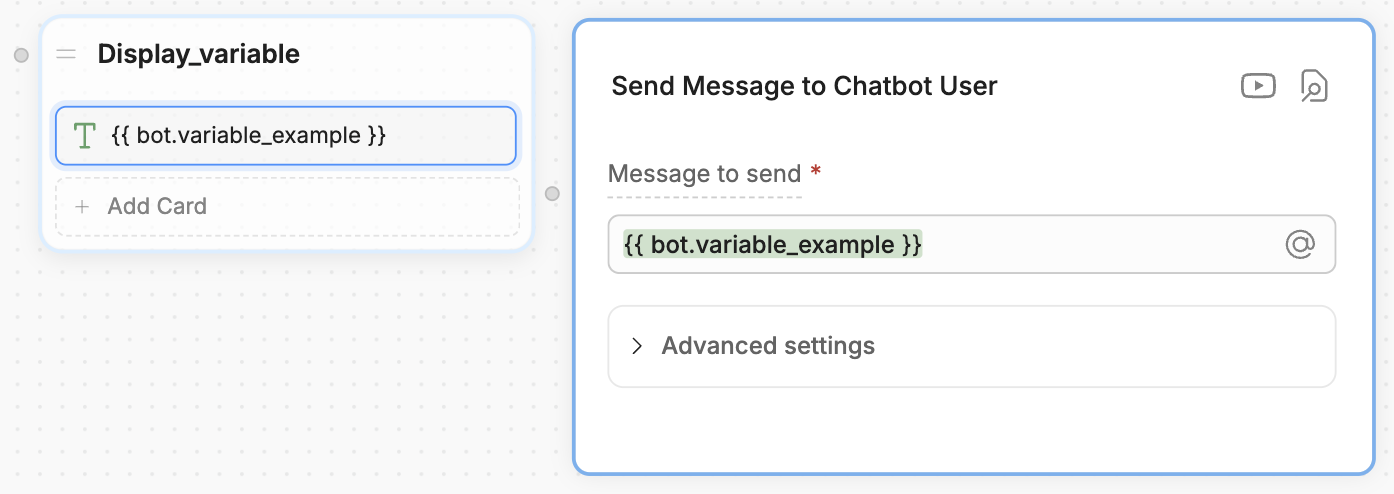 Bot variable in a text card