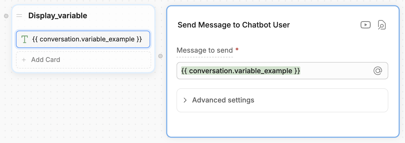 Conversation variable in a text card