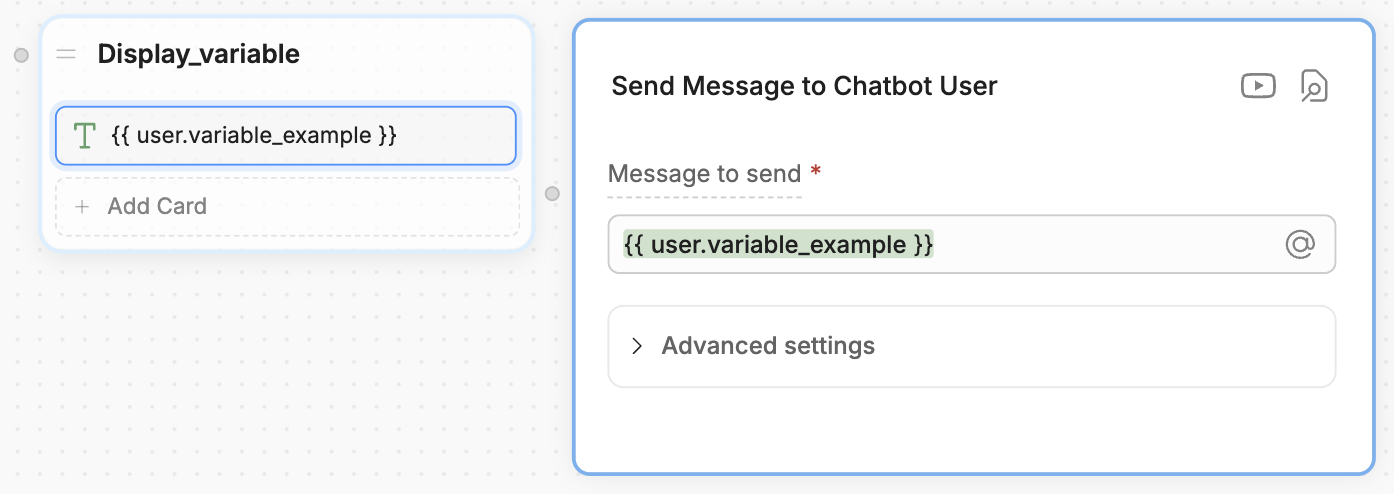User variable in a text card