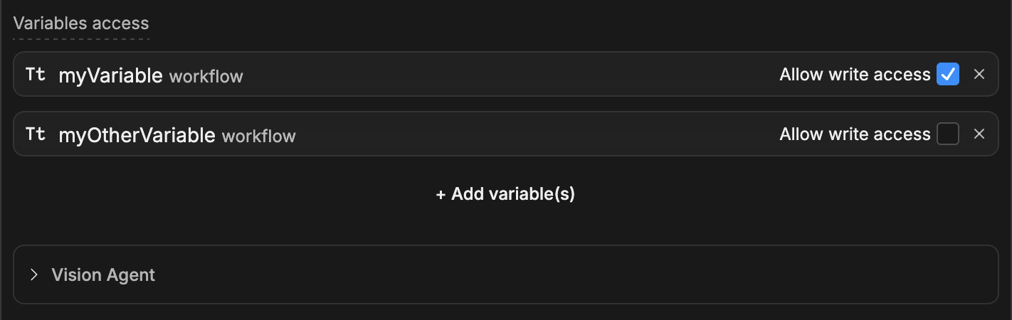 Autonomous Node variable management