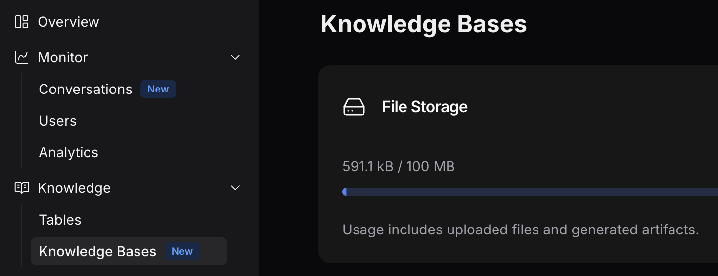 Dashboard Knowledge Bases