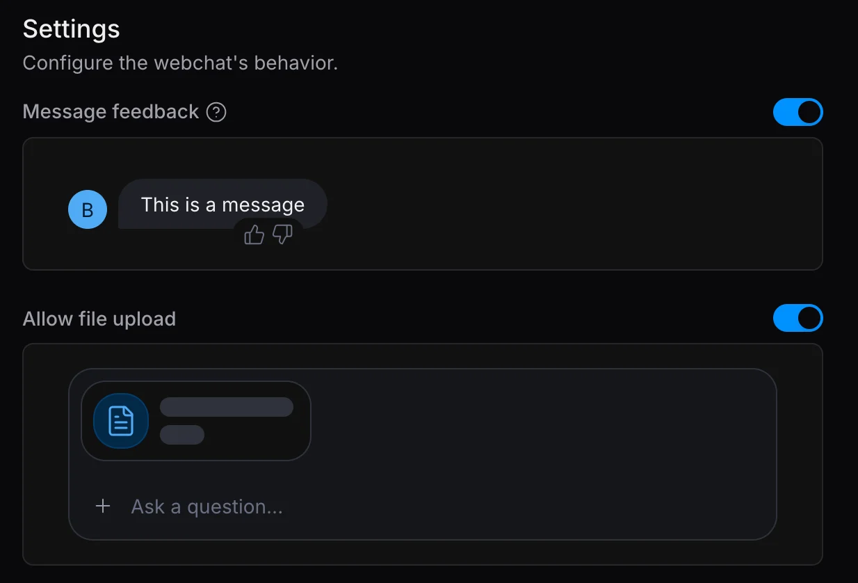 General Webchat settings