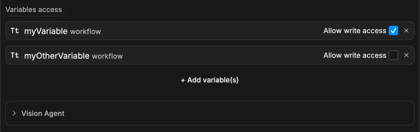 Autonomous Node variable management