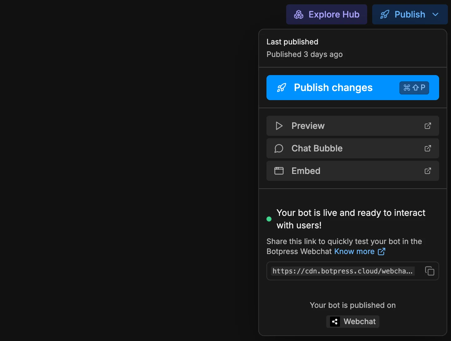 Publish button