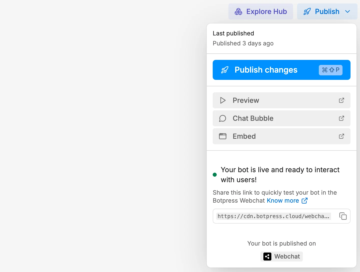 Publish button