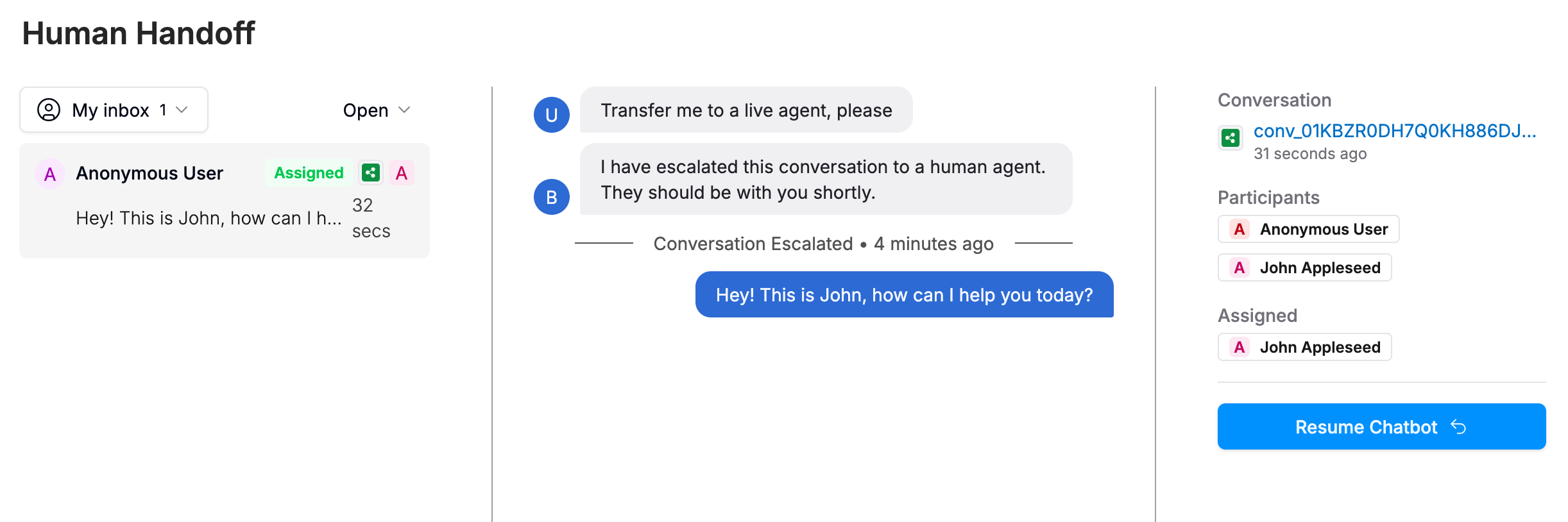 Respond to user