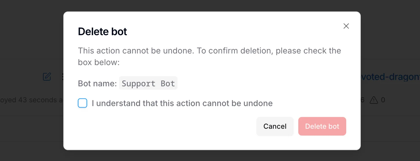 Confirm delete
