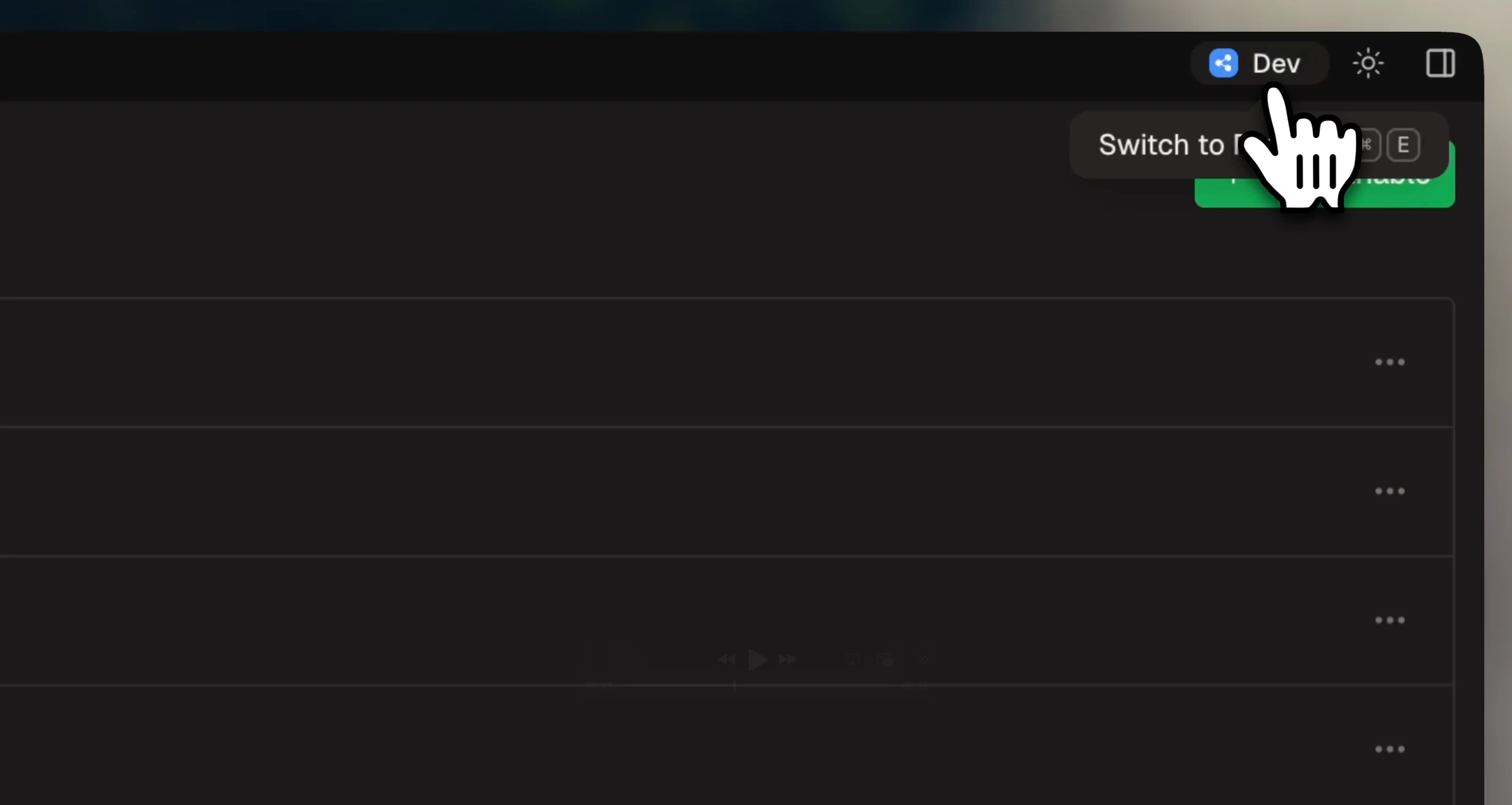 Environment selector in dev console