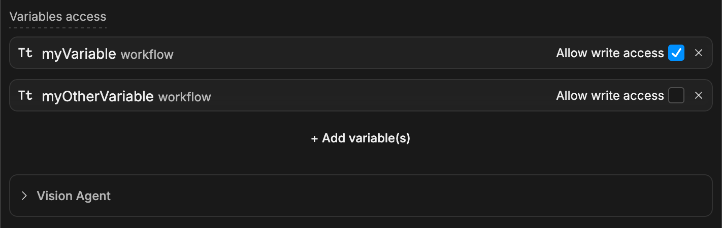 Autonomous Node variable management