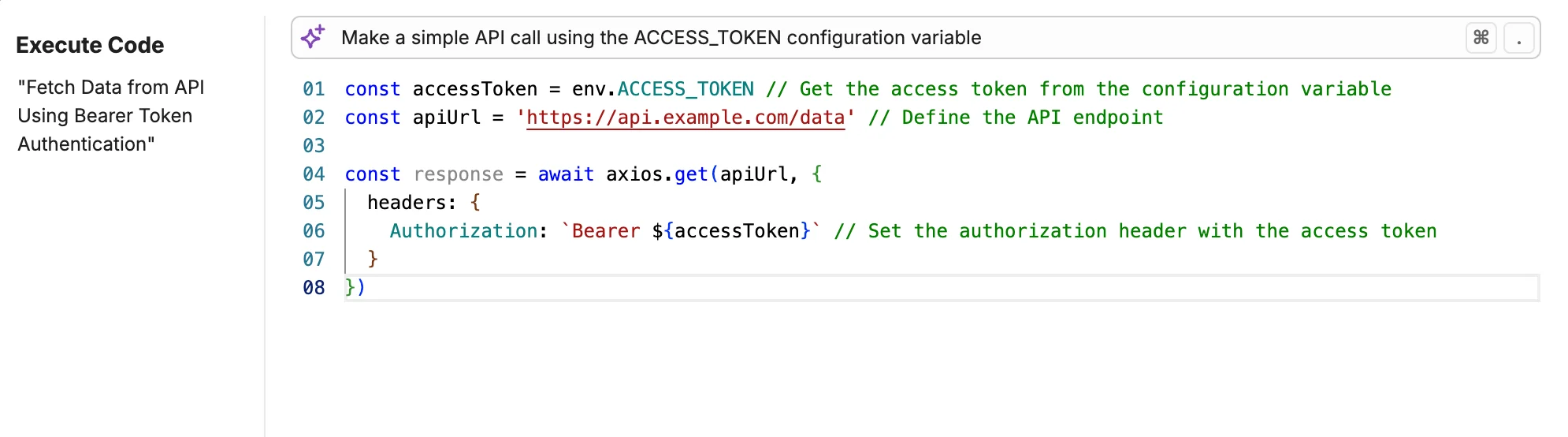 Access configuration variable in an Execute Code Card