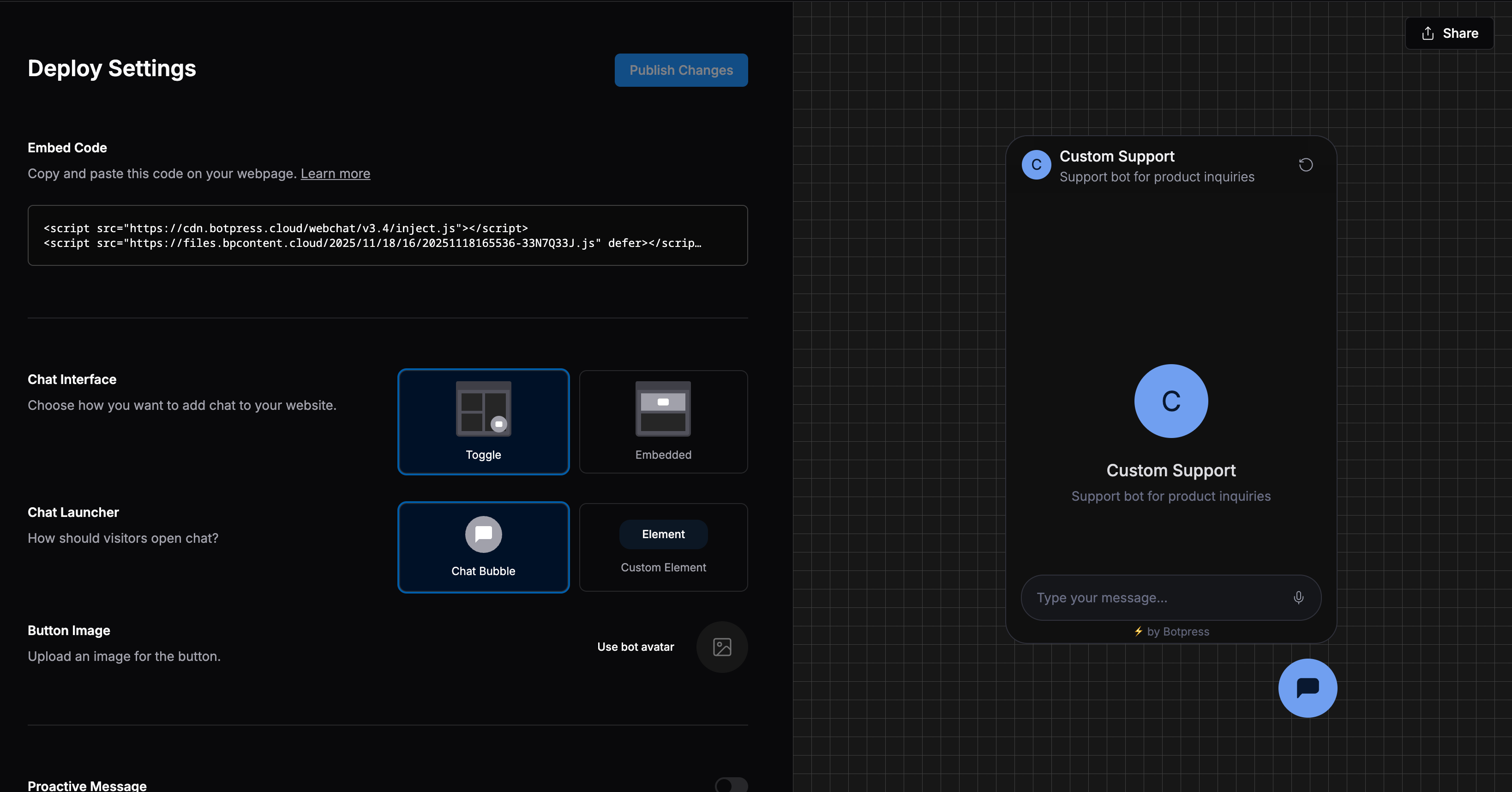 Deploy Settings