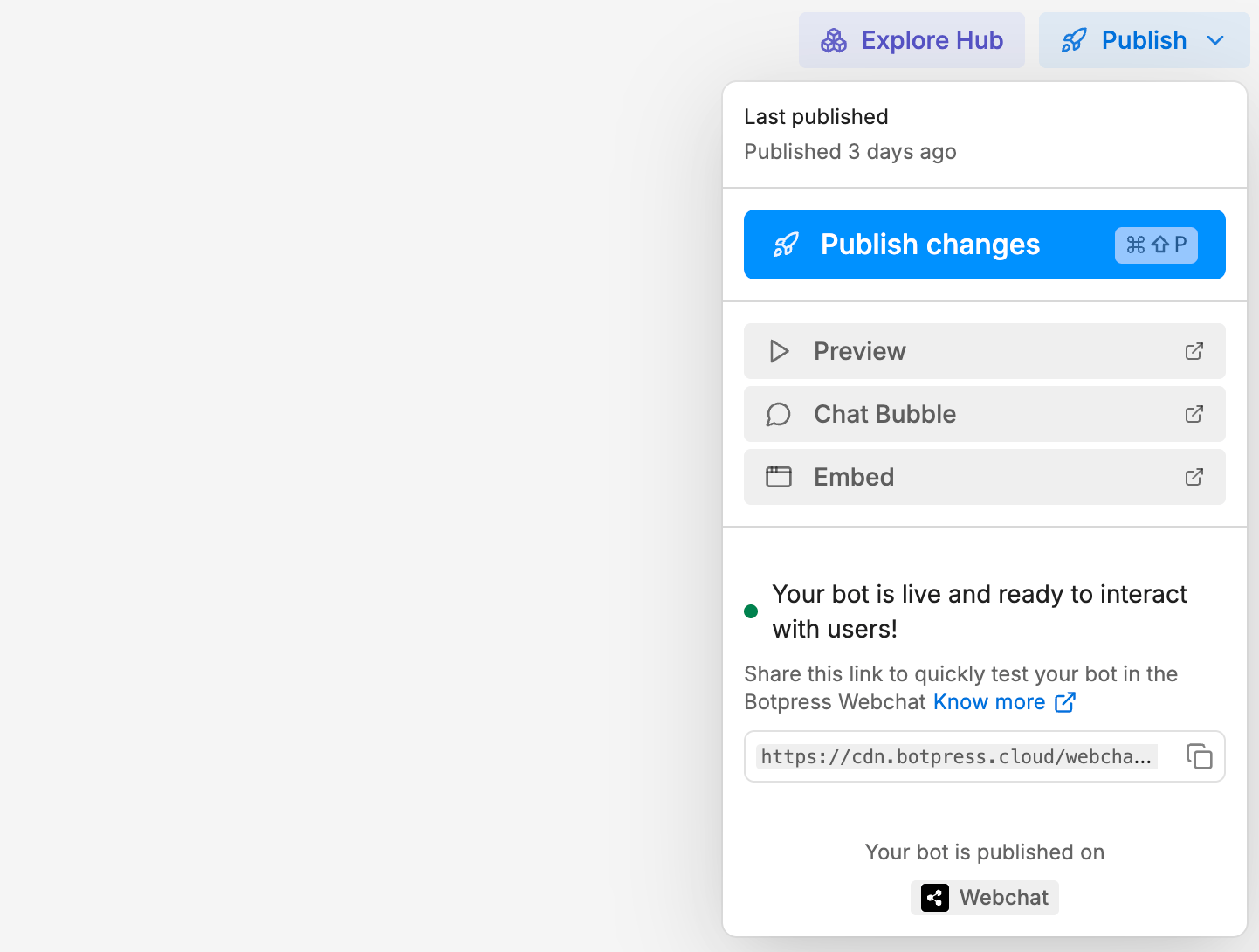 Publish button