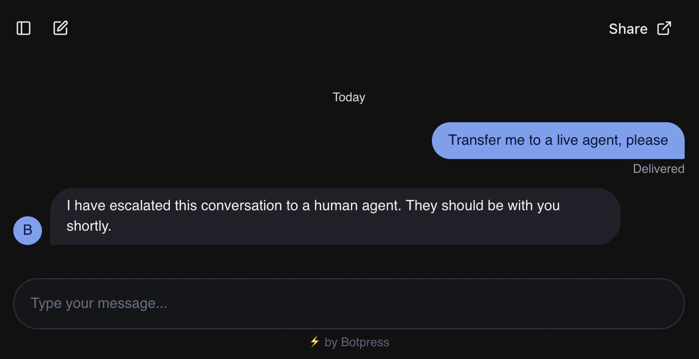 Trigger Human Handoff