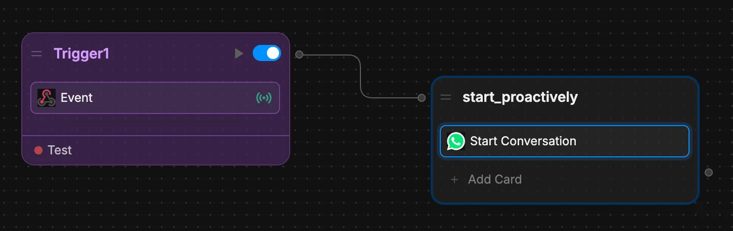 Add Start Conversation Card to node