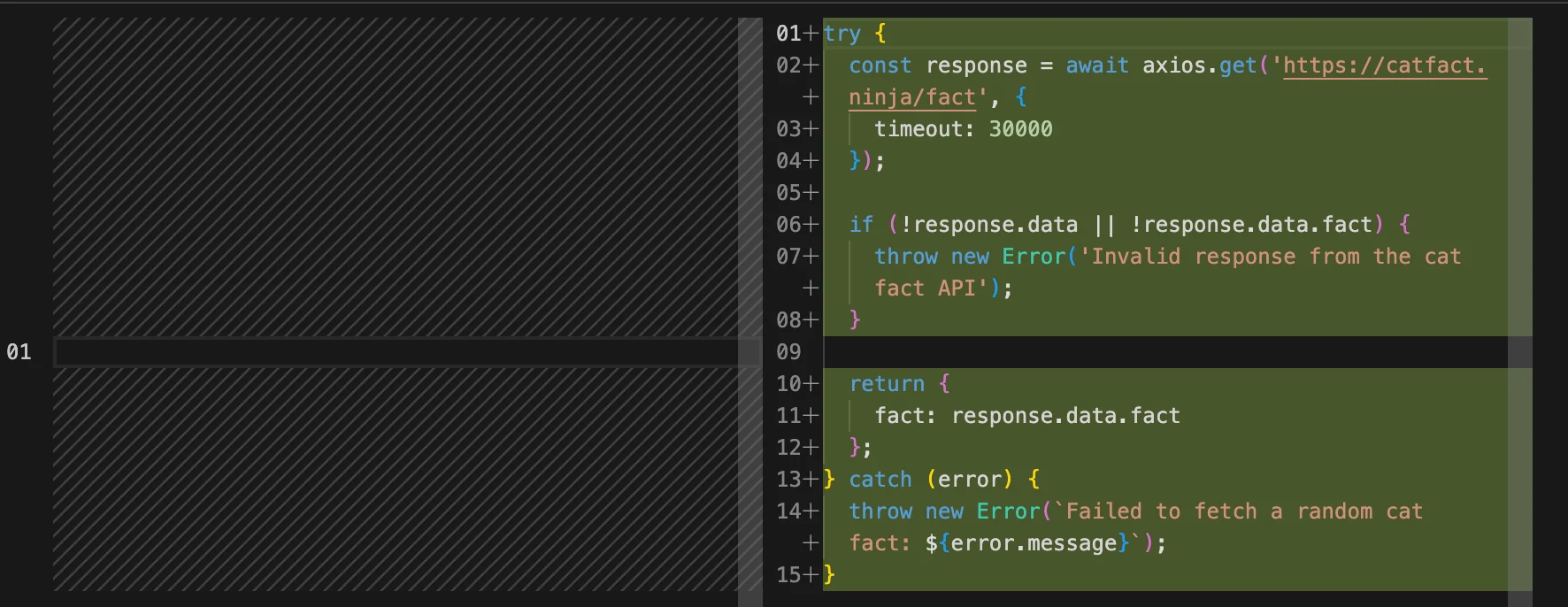Generated Action code