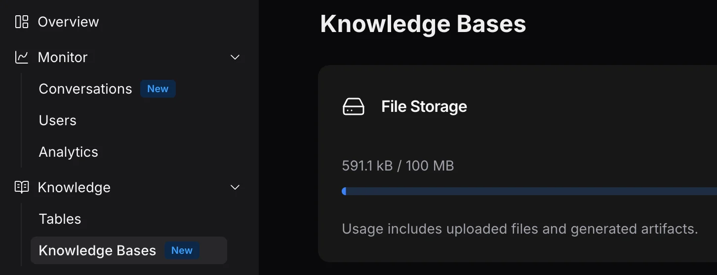 Dashboard Knowledge Bases