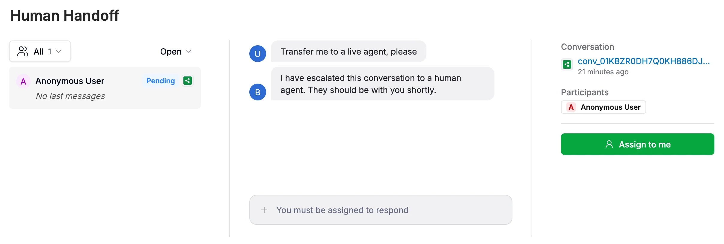 Assign conversation